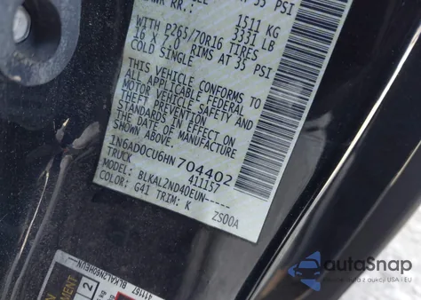 2017 Nissan Frontier Sv z USA, uszkodzony, nr VIN 1N6AD0CU6HN704402